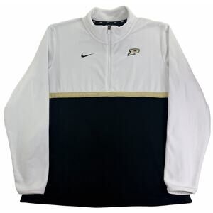 Purdue Boilermakers Nike 1/4 Zip Men's Large Pullover Jacket White Black Sweater
